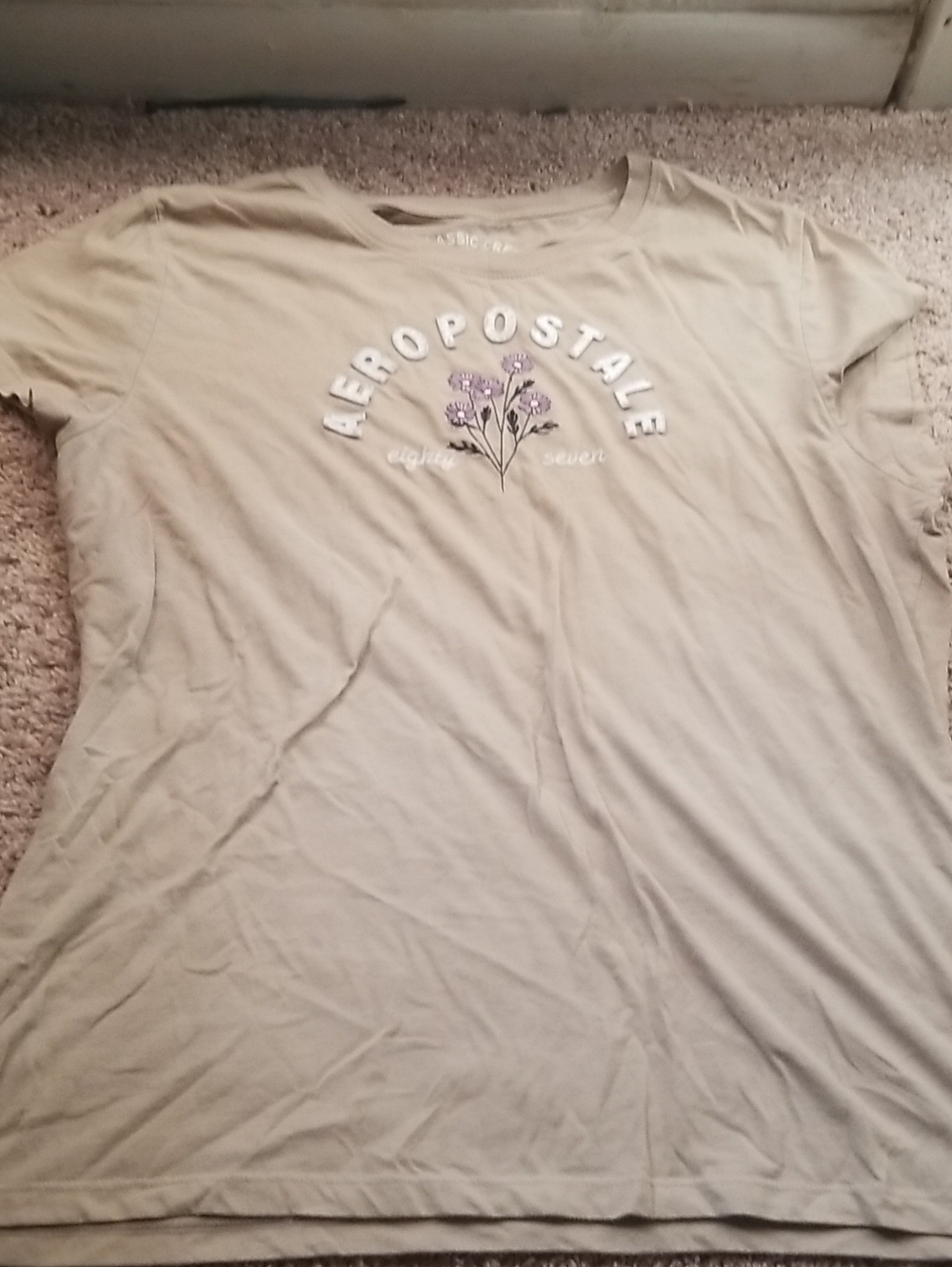 Aeropostale Tan Classic Crew Short Sleeve Tee